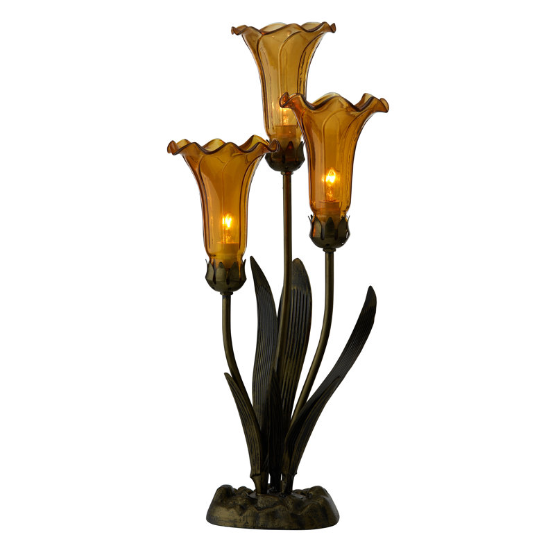 21.5"H Alianys 3 Light Lily Table Lamp, Amber