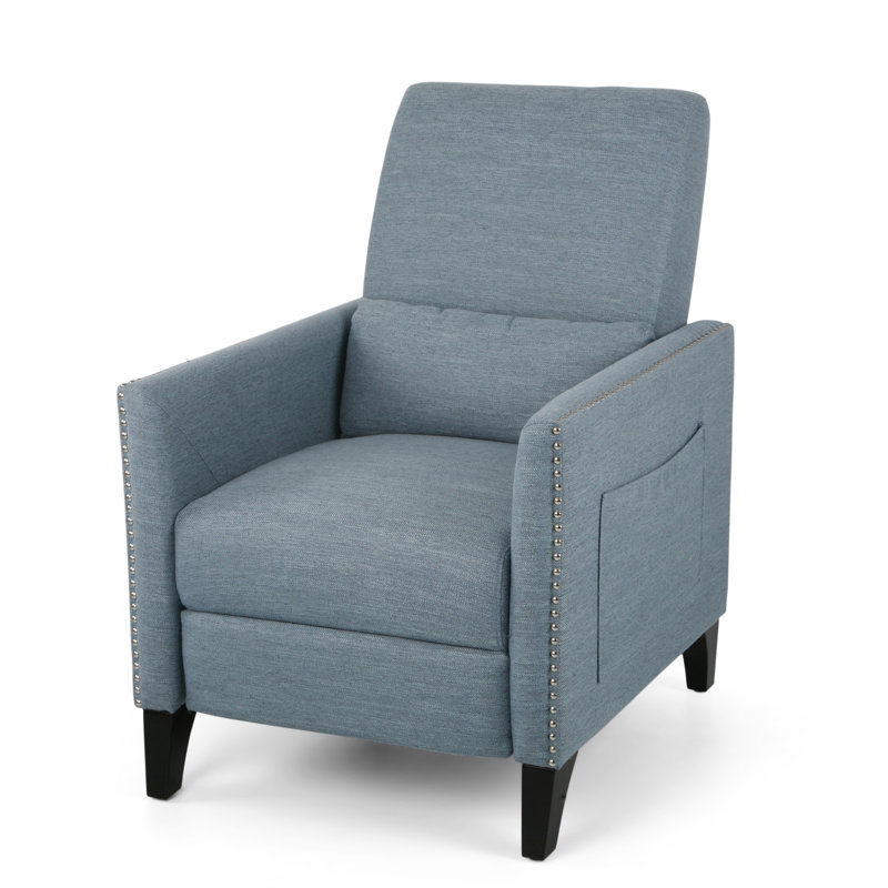 Aresha Upholstered Recliner, Blue