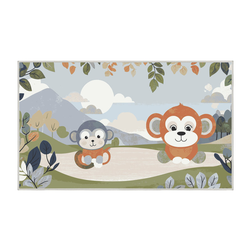 Tapis pour enfants 6 animaux Ginza, Rectangulaire 2 pi x 3 pi
