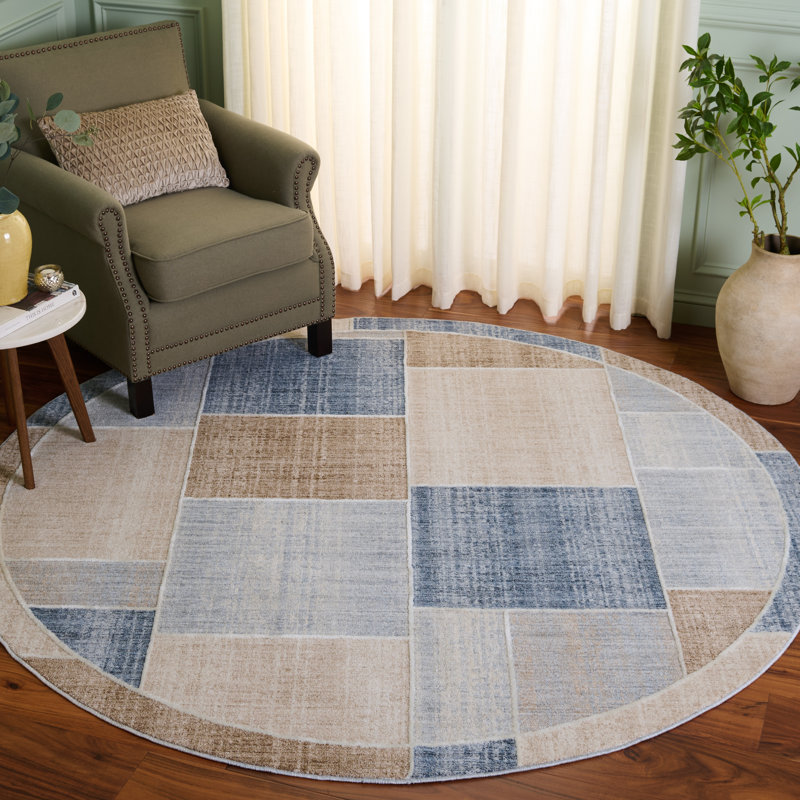 Scarlett 402 Performance Geometric Shapes Rug, Round 6'7"