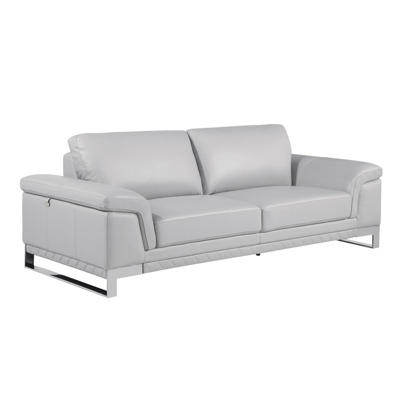 Canapé en cuir véritable gris clair moderne, Cuir gris clair assorti