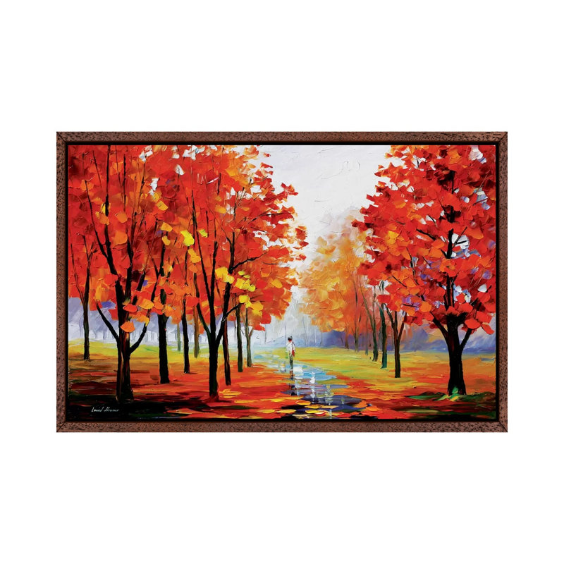 Pink Fog by Leonid Afremov - Painting on Canvas, 66.04 cm H x 45.72 cm W, Classic Brown Wood Framed Canvas