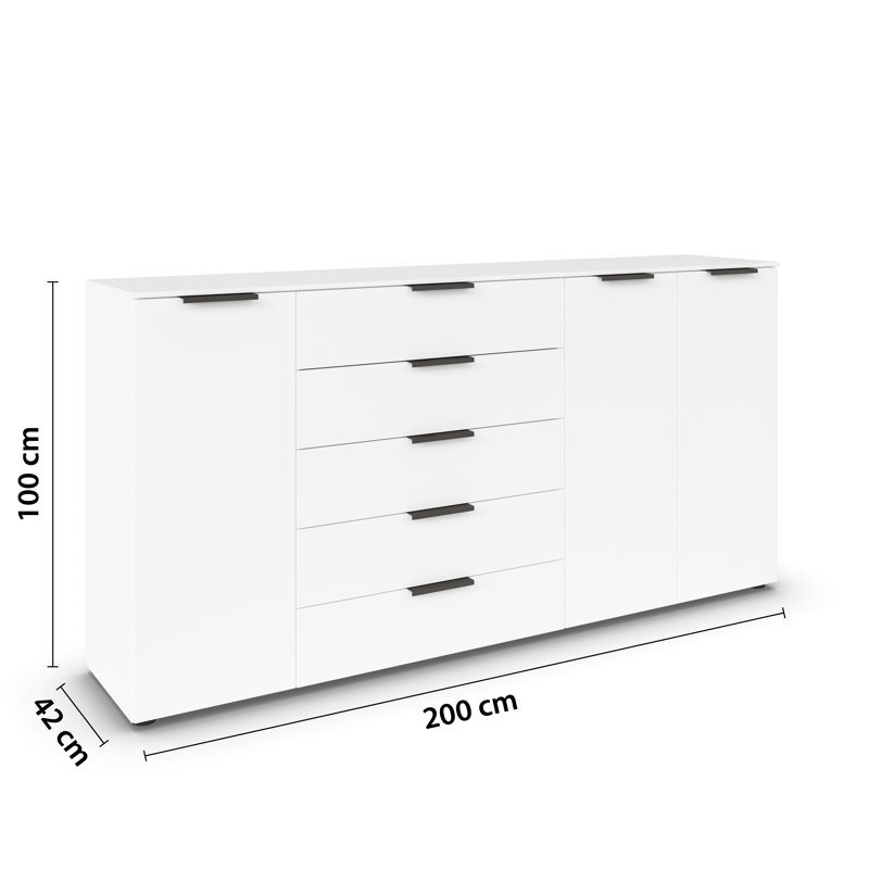 5 - Drawer Chest of Drawers, Alpine White/Graphite