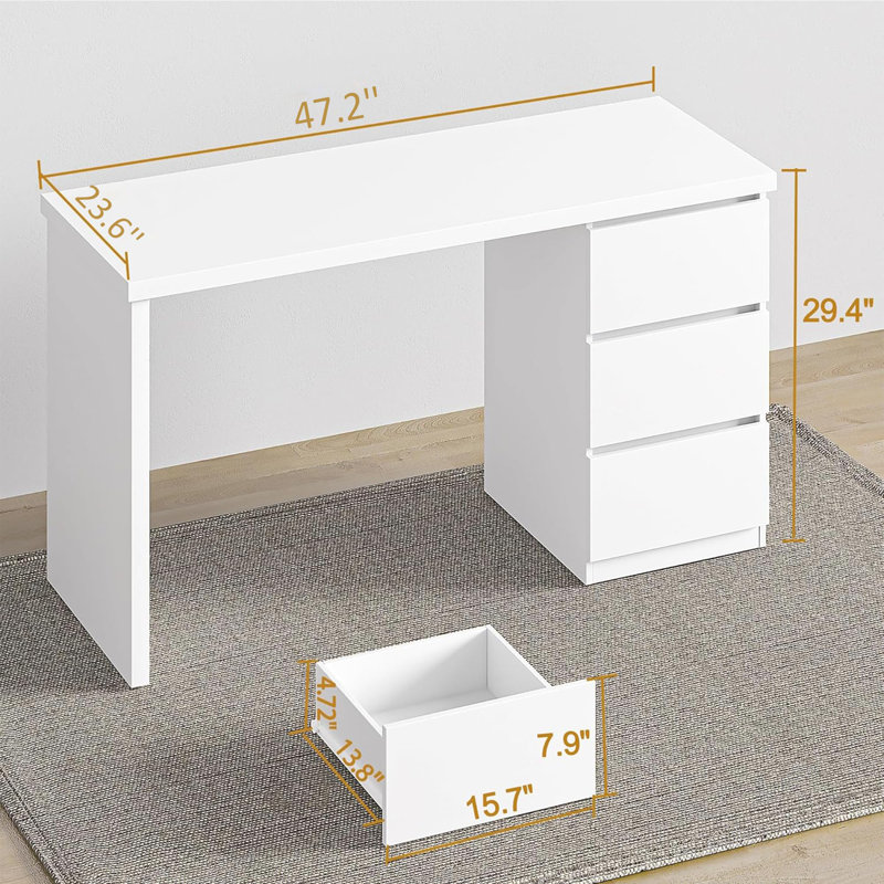 Modular Computer Desk, White, 29.4" H x 47.2" W x 23.6" D