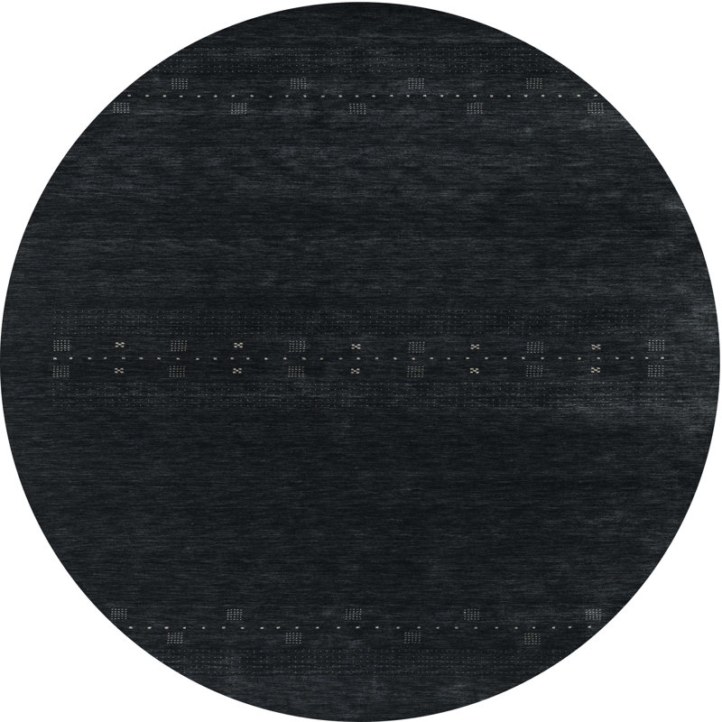 Tapis contemporain noir, Rond 3 pi