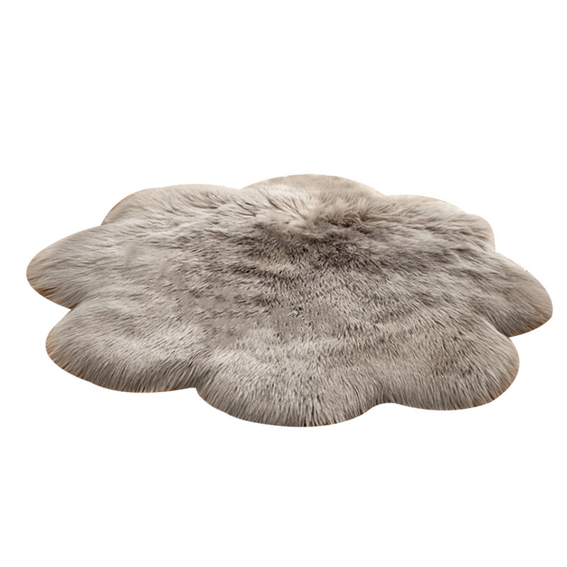 Solid Colour Faux Sheepskin 90cm X 90cm Area Rug