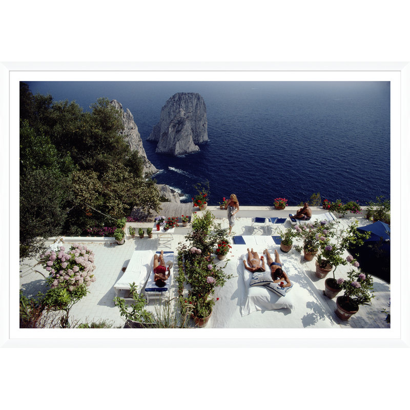 Il Canille Print by Slim Aarons, White Framed Paper, 34.75" H x 49.75" W x 2.125" D