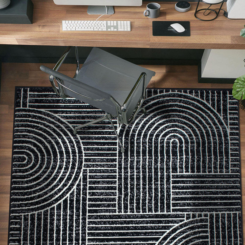 Contemporary Stripe Arch Design Area Rug, Rectangle 7'10" x 10'