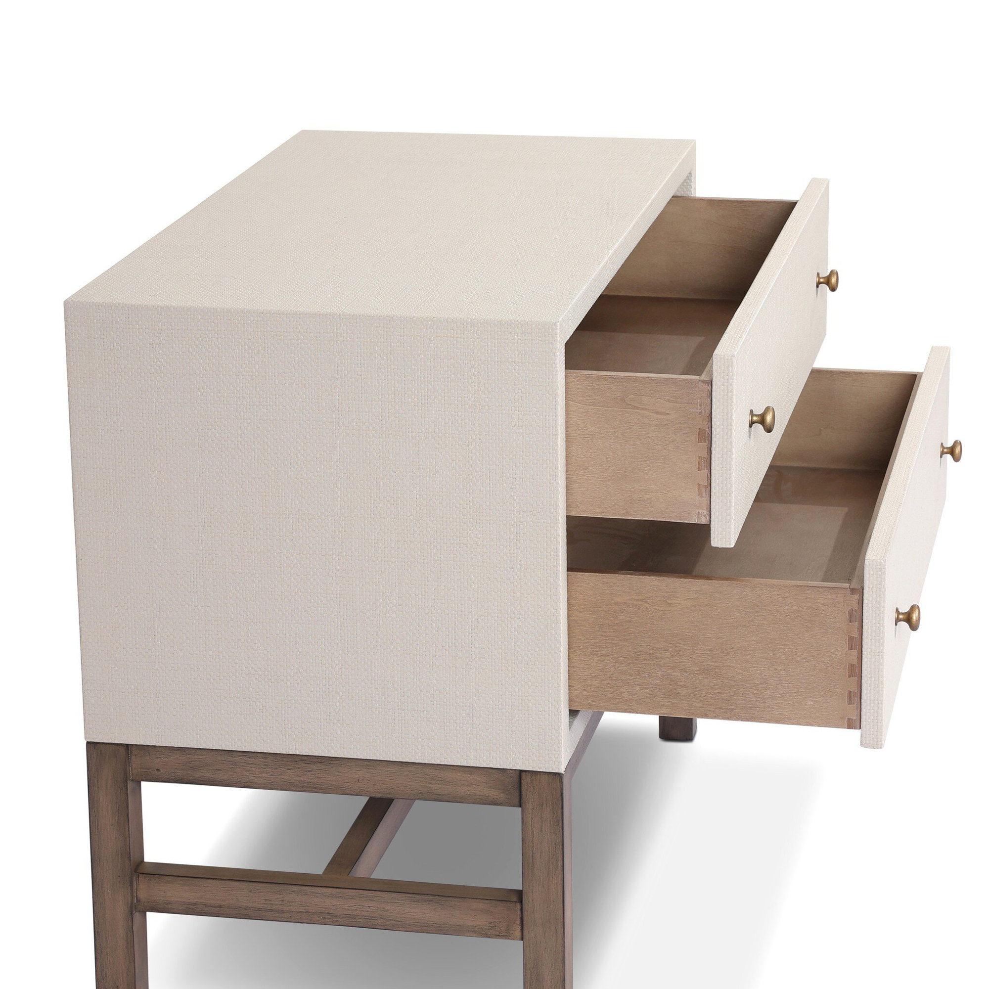 Hakana 2 - Drawer Raffia Nightstand, Ivory Painted Raffia