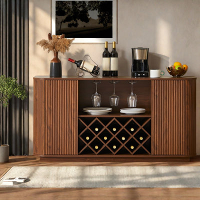 Buffets et buffets de rangement spacieux, armoire à vin moderne en bois MDF pour la salle à manger