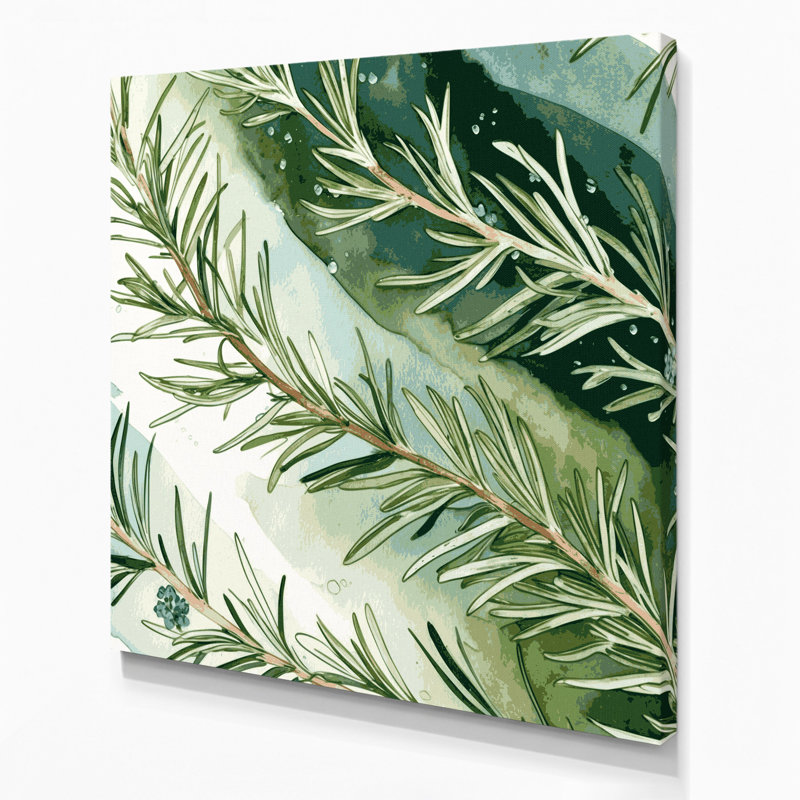 «Botanical Rosemary Beige», art mural sur toile, H 12 po x l 12 po