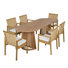 Ensemble repas pour 6 personnes en bois d'acacia avec dossier et coussins en osier Dorset