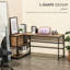 Bureau en L de style industriel avec 2 tiroirs, rangement - noir / brun Options intelligentes brun, cadre en acier noir pour un travail efficace