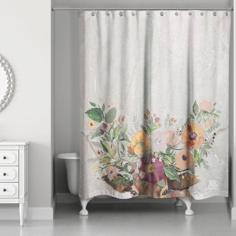 Steer with Flower Horns Shower Curtain
