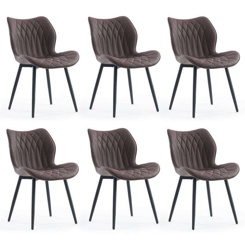 Chaise d'appoint rembourrée en similicuir avec structure en métal, Brun