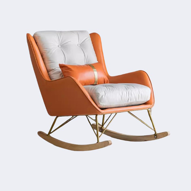 Chaise berçante nordique légère Light Luxury, Orange/Blanc