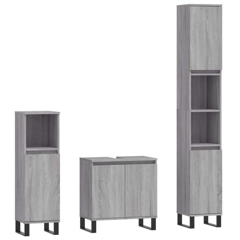 Aarlo Freestanding Bathroom Storage Furniture Set, Grey Sonoma