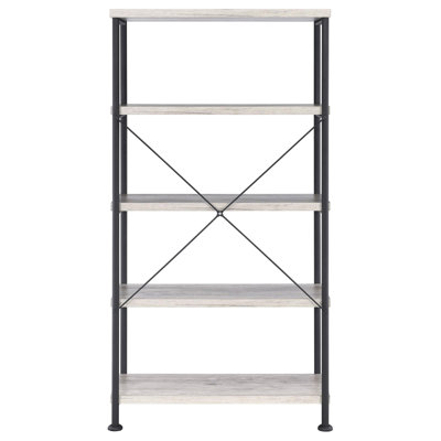 Grey Driftwood 4-Shelf Bookcase, Enhances Decor Of Home Office And Living Room Rustic Bookcase In Driftwood, Ideal For Display Organization