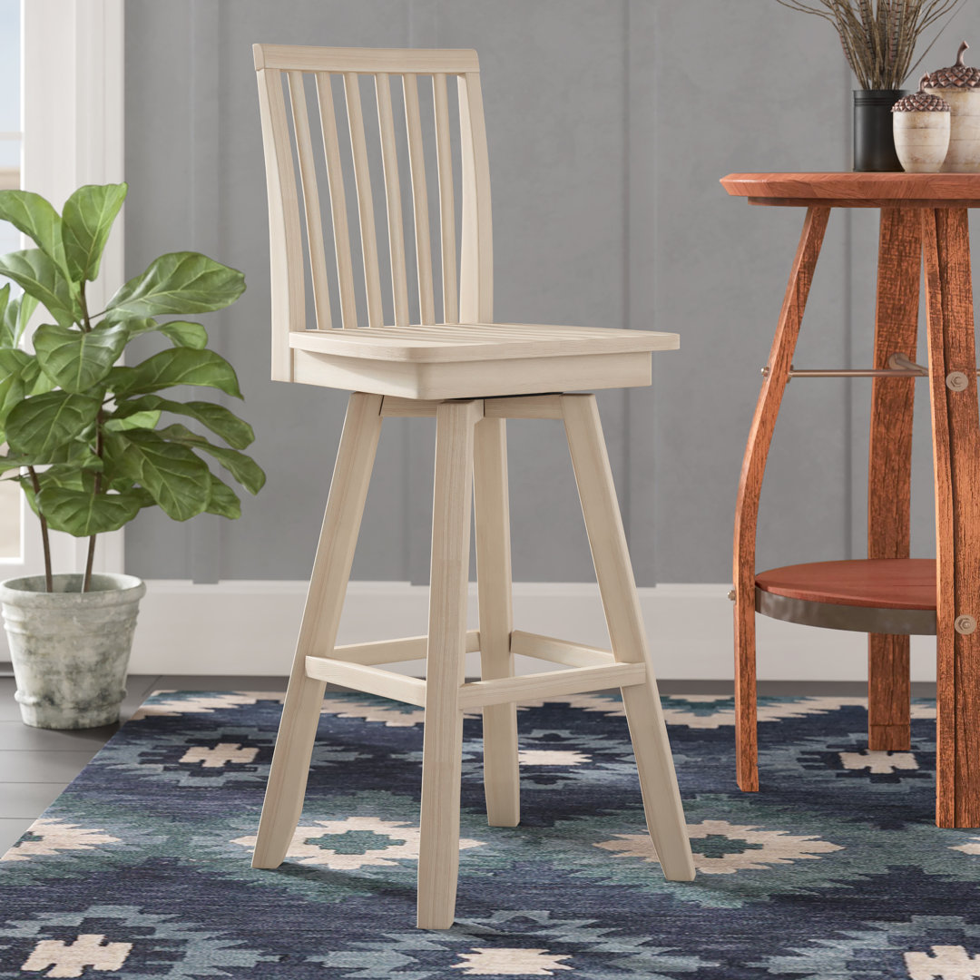 Hirz Swivel Solid Wood Counter Stool Loon Peak® Seat
