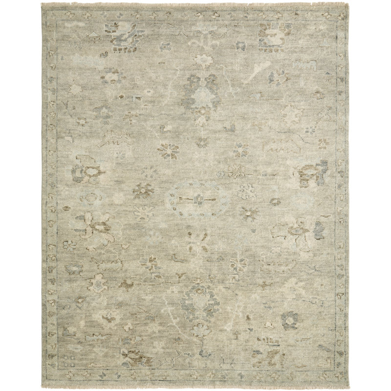 Kiern Handmade Wool Floral Area Rug, Rectangle 10' x 14'