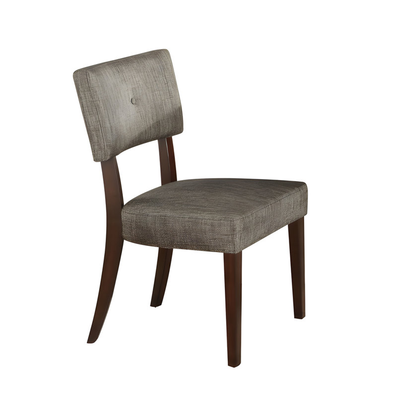 Ensemble de deux chaises d'appoint à dossier ouvert en tissu capitonné gris et brun