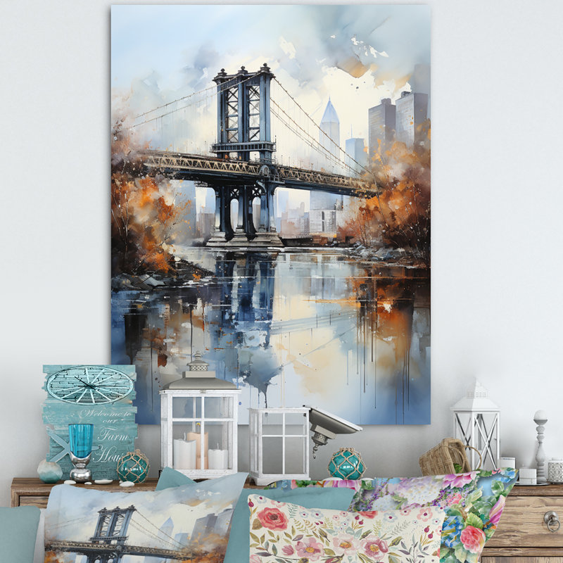 «Ottava Grey Bridge Urban Reflections II», reproduction sur toile, H 32 po x l 24 po x P 1 po, Toile tendue