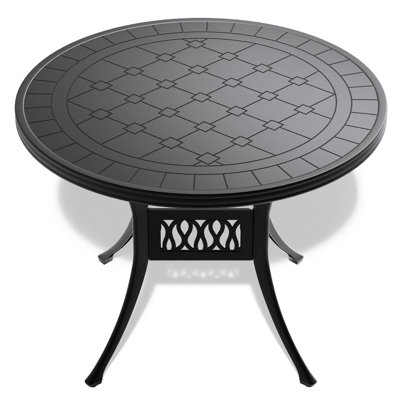 Cast Aluminum Table For Garden, 40.5" Diameter, Black Frame, , Ergonomic Design, Space Saving, Round Frame Outdoor Table, 40.5-Inch, Weather , Comfortable , Shape, Saver