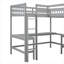 Lit mezzanine simple en bois en forme de L avec échelle et 2 bureaux intégrés en forme de L-301548741
