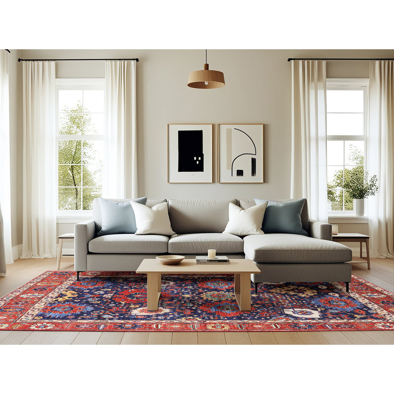 Tapis brun / rouge / bleu, Rectangle 6 pi x 9 pi