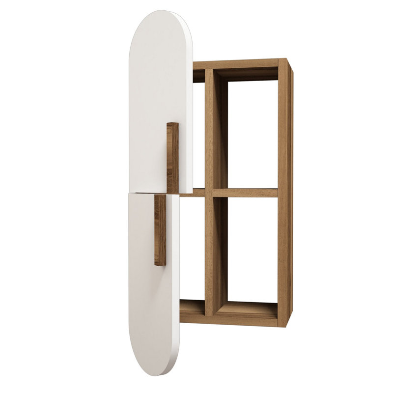 Talbotton 4 Piece Oval Bracket Shelf with Adjustable Shelves, Walnut/White