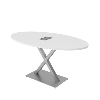 Oval Conference Room Table with x Base and Power Unit