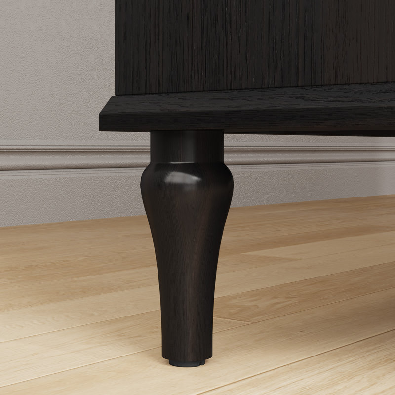 Garde-robe autoportante en bois 70,86 "style Mid-Century avec 2 tiroirs, Noir