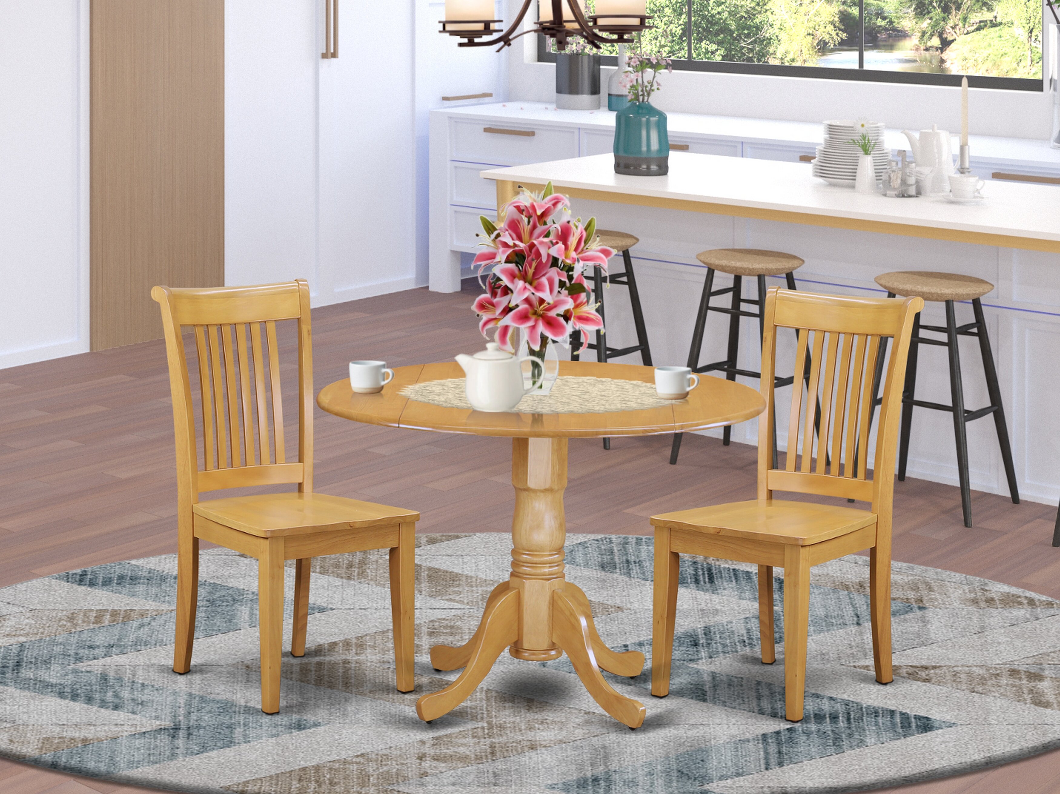 Alcott Hill® Maytham Drop Leaf Rubberwood Solid Wood Dining Set | Wayfair