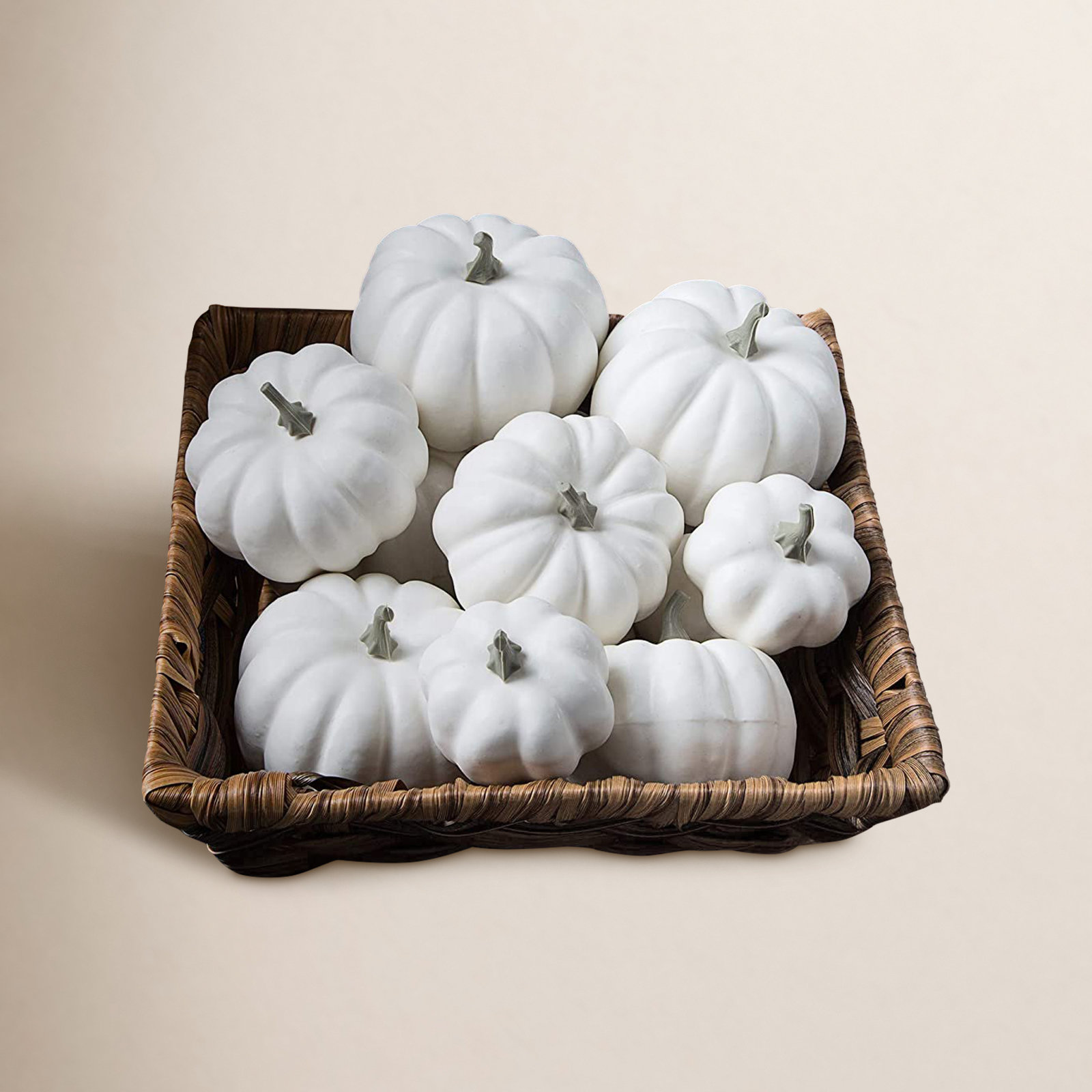 Bibana 12-Piece Artificial Pumpkin Set, White