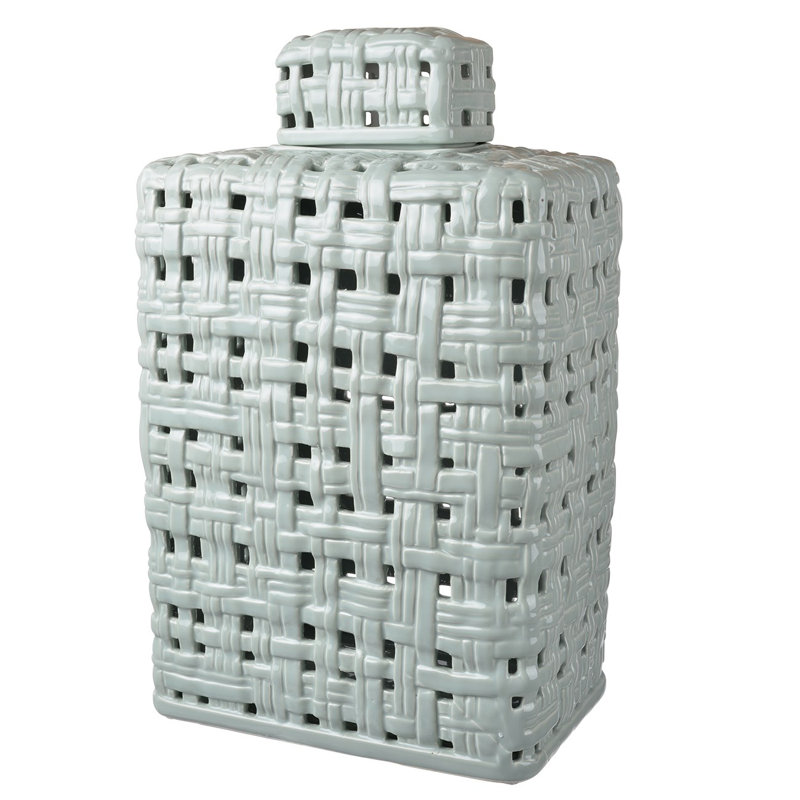 Pot à couvercle brun, Vert, H 17 po x l 10,5 po x P 7 po