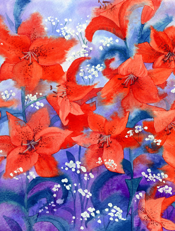 Drapeau de jardin à 2 côtés lillies, H 15 po x l 11 po