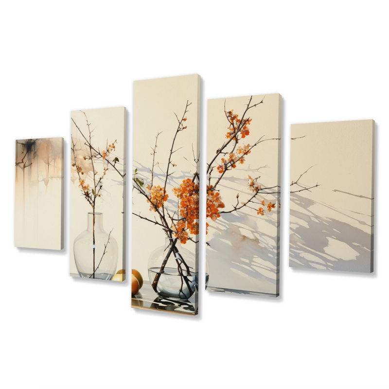 Reflections and Simplicity Vase III - Abstract Still Lifes, reproduction d'art murale - 5 panneaux