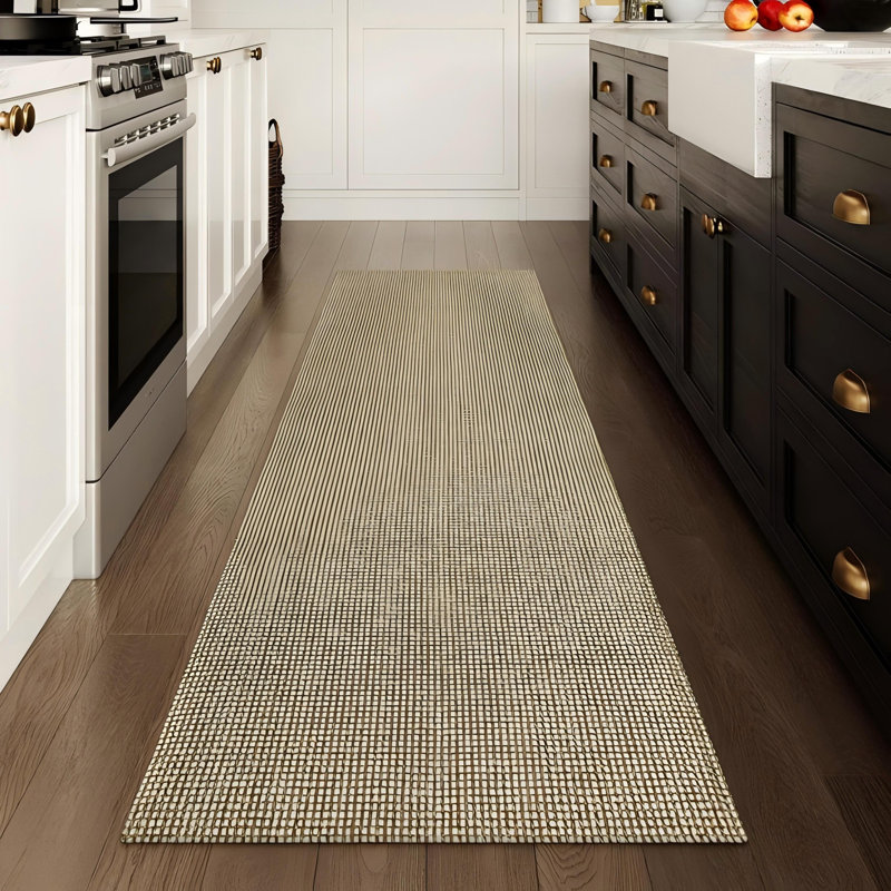 Cotton Weave Washable Area Rug - Stylish Mesh Design for Living Room, Bedroom, or Office Decor, Brown, Rectangle 3' x 5'