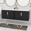 60" Modern Bathroom Vanity With Ceramic Sink (Separate), Wood Storage Cabinet With 4 Soft Closing Doors, Wall Mount Design-390944956