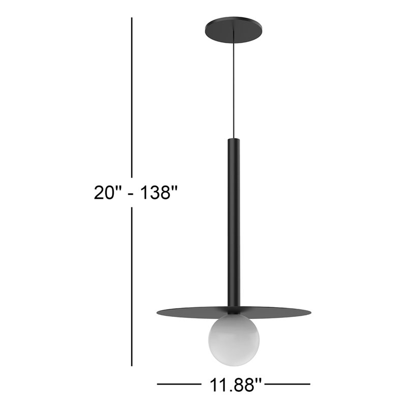 1 - Light LED Pendant, Black, Black