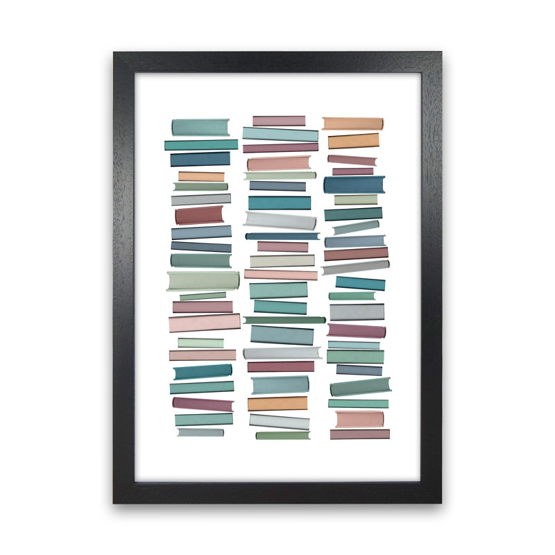 Books Pastel by Orara - Print, Black Framed, 59.4cm H x 42cm W x 3cm D