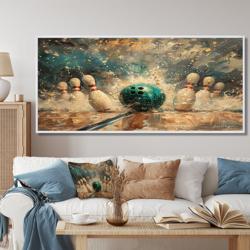 Savoie - Bowling, art mural encadré, H 28 po x l 60 po x P 1,5 po, Cadre flottant blanc
