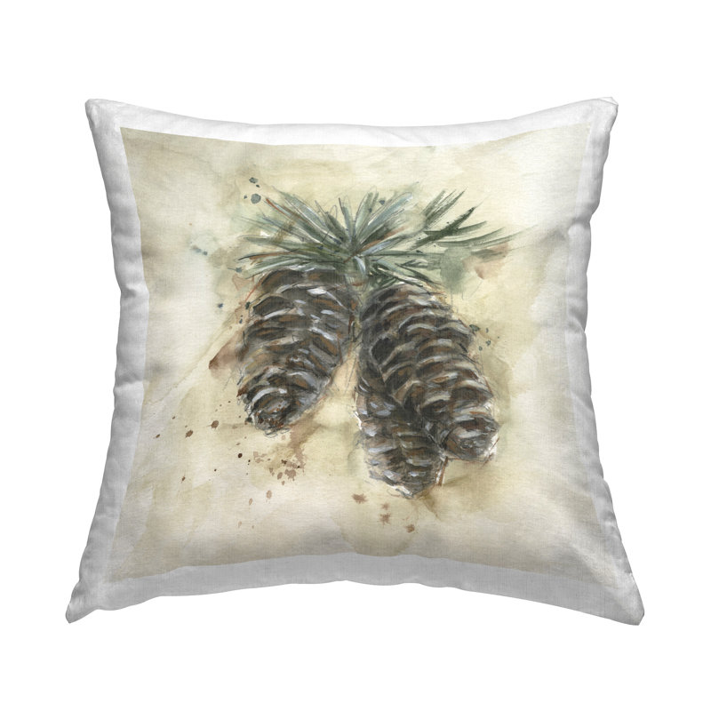 Rustic Forest Pinecone Decorative Printed Throw Pillow Design by Ethan Harper
