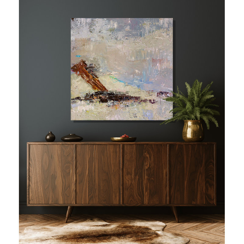 Beach Chair - Artist Enhanced Canvas Print, 24" H x 24" W x 1" D, Wrapped Canvas