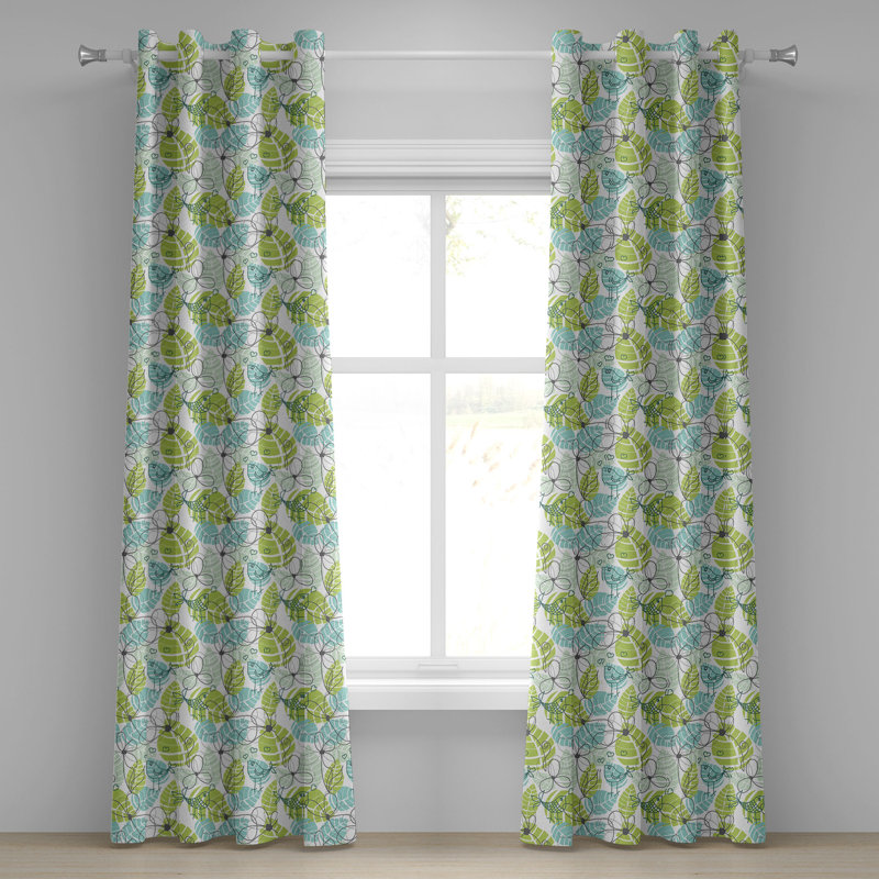 Rideau de fenêtre à 2 panneaux avec œillets Latitude Run®, 50 po, gris anthracite / vert pâle, L 50 po x L 108 po