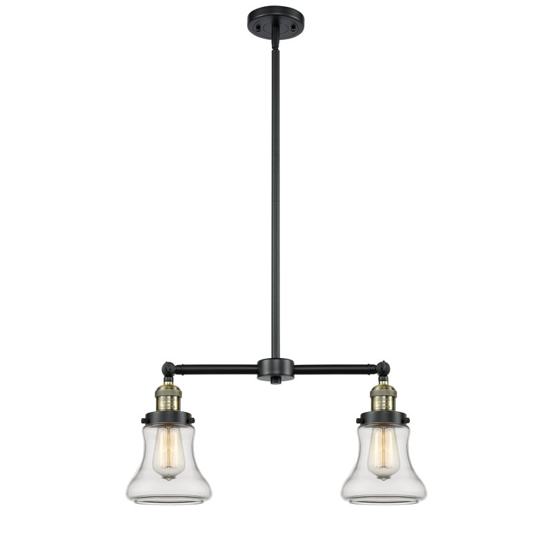 Edda 2 - Light Kitchen Island Pendant, 6 Watt Vinage LED Bulb, Clear, Black Antique Brass