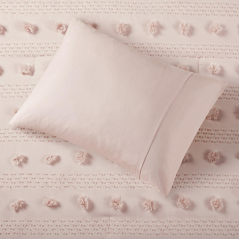 Polyester Jacquard Comforter 3 Piece Set, Full / Double Comforter + 2 Standard Shams, Pink