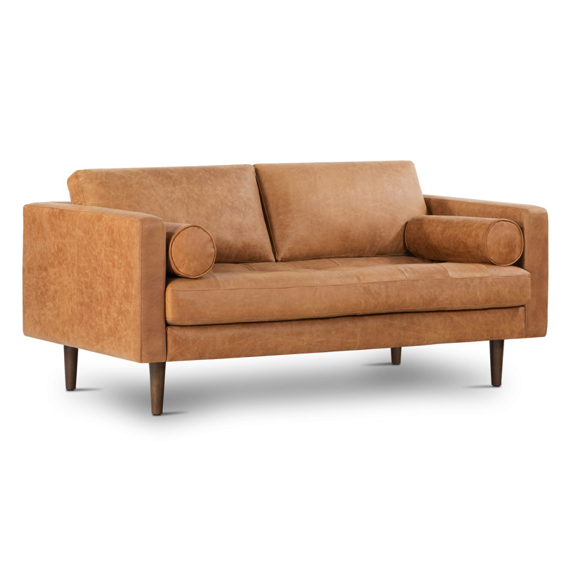 Napa 72'' Full-Grain Genuine Italian Leather Sofa, Cognac Tan