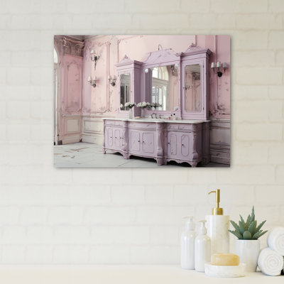 Pink Fluttering Bathroom Vanity - Bathroom Wall Art