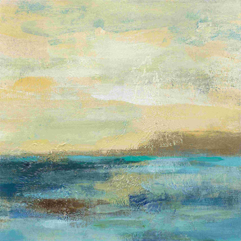 «Sunset Beach II» par Silvia Vassileva, reproduction sur toile tendue, H 12 po x l 12 po, Cadre simple blanc, Non